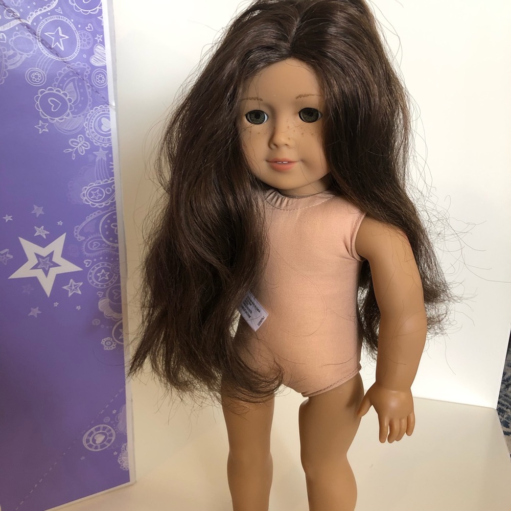 F1275 Just like U American girl doll!Light skin, freckles, brown hair,blue eyes.